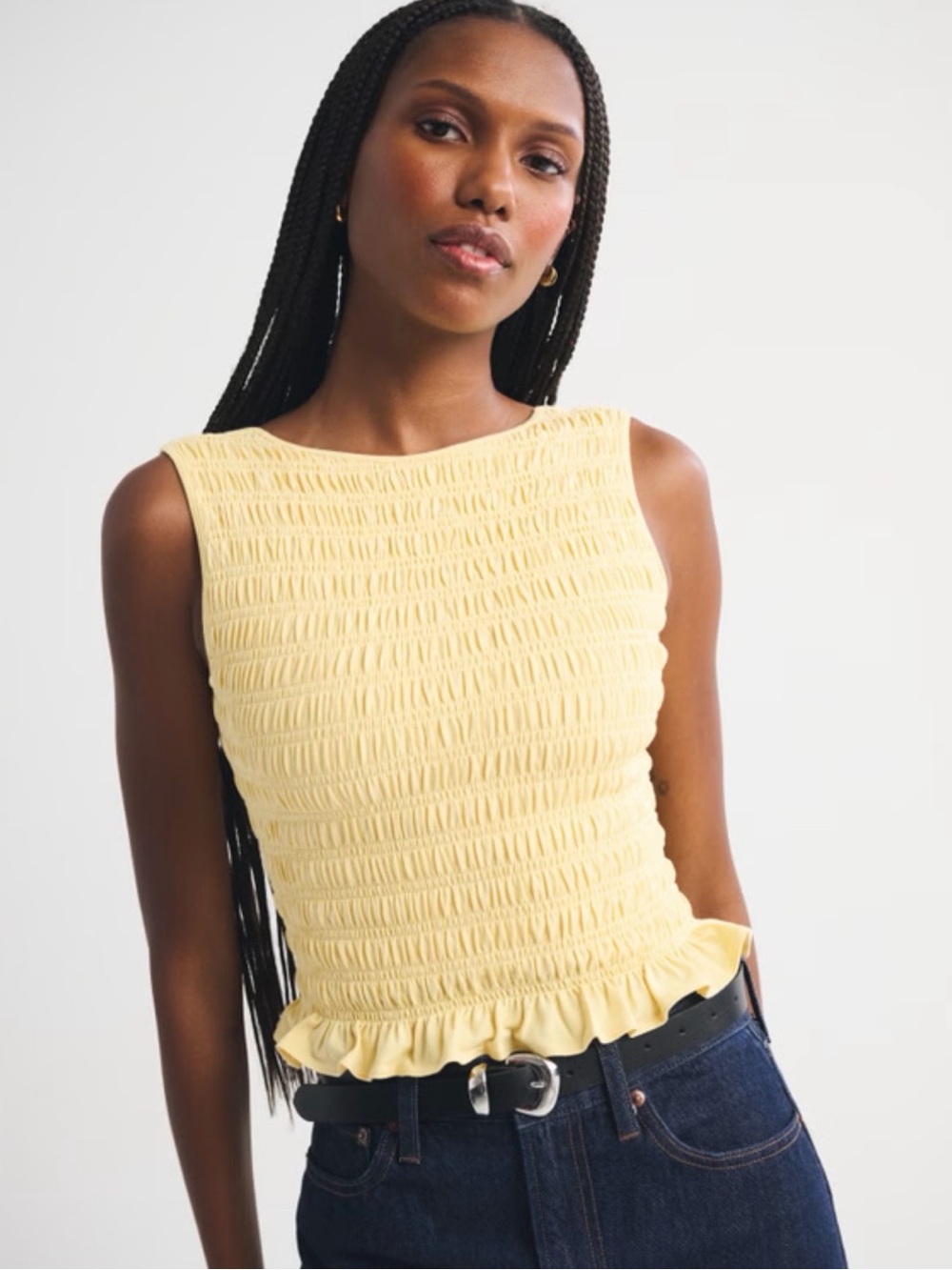 Abercrombie 2-in-1 reversible smocked yellow top - Size S